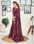 Vasthrlay Chiffon Tassels Unstitched Dark Green Saree