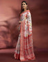 Vasthrlay Womens Printed Peach Saree With Unstitched Blouse Piece