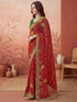 Vasthrlay Georgette Embroidery Unstitched Red Saree