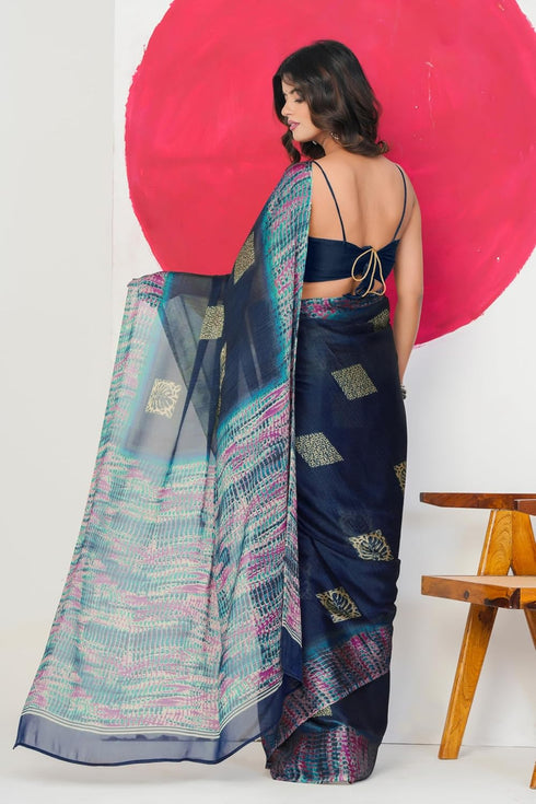 Vasthrlay Fashion Chiffon Abstrect Printed Ethnic Wear