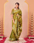 Vasthrlay Kanjivaram Jacquard Mehndi Green Saree With Unstitched Blouse Piece
