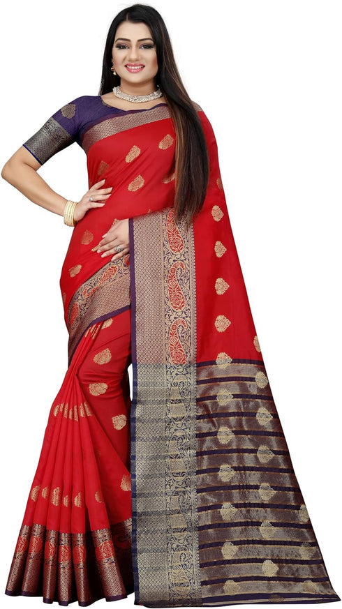 Vasthrlay Banarasi Purple Pink Ethnic Wear