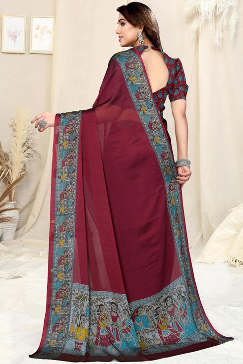 Vasthrlay Fashion Chiffon Georgette Teal Ethnic Wear