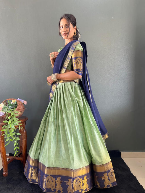 Vasthrlay Traditional Banarasi Contrasting Lemonrama