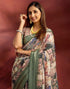 Vasthrlay Printed Jacquard Unstitched Rama Green Saree