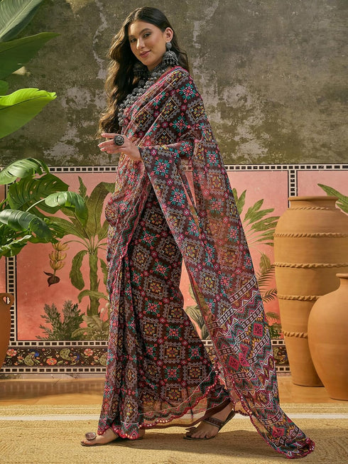Vasthrlay Georgette Printed Blue Saree