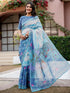 Vasthrlay Shimmer Printed Unstitched Light Green Saree