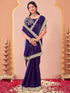 Vasthrlay Sequins Embroidery Unstitched Purple Saree