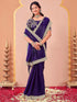 Vasthrlay Sequins Embroidery Purple Saree With Unstitched Blouse Piece