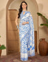 Vasthrlay Womens Printed Unstitched White Saree