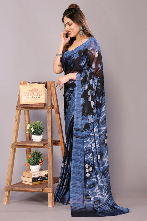 Vasthrlay Fashion Chiffon Turquoise Ethnic Wear