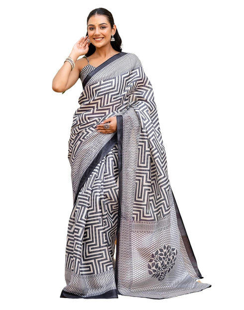 Vasthrlay Womens Printed Unstitched Maroon Saree