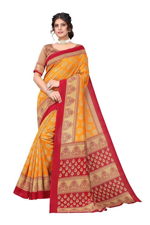 Vasthrlay Printed Blouse Mustard Ethnic Wear