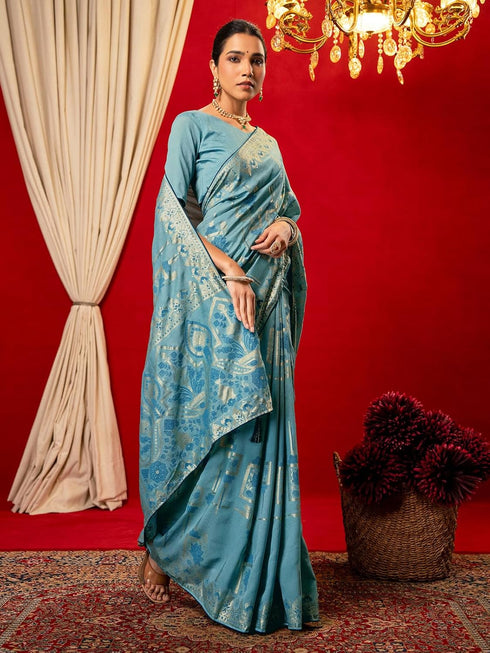 Vasthrlay Vichitra Printed Unstitched Maroon Saree