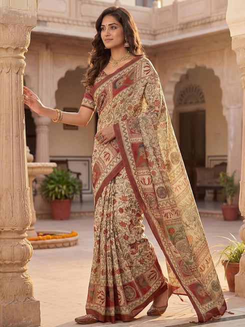 Vasthrlay Printed Lemon Yellow1 Yellow Saree
