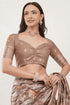 Vasthrlay Brown Floral Print Chanderi Silk Blend Saree With Unstitched Blouse Piece
