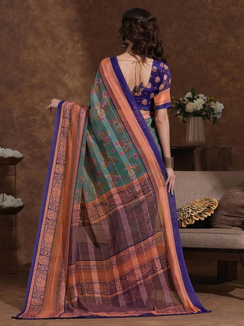Vasthrlay Georgette Light Turquoise Saree