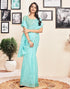 Vasthrlay Printed Striped Unstitched Peach Saree