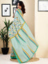 Vasthrlay Womens Printed Unstitched White Saree
