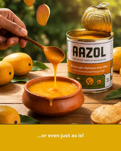 Aazol Ratnagiri Alphonso Aam Ras Pure Unsweetened Mango Pulp