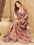 Vasthrlay Printed Jacquard Unstitched Dusty Pink Saree