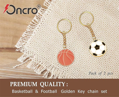 Oncro Football Basketball Sports Charm Key Ring Keychain