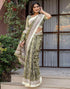 Vasthrlay Womens Printed Unstitched White Saree