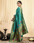 Vasthrlay Jacquard Paithani Teal Green Saree With Unstitched Blouse Piece