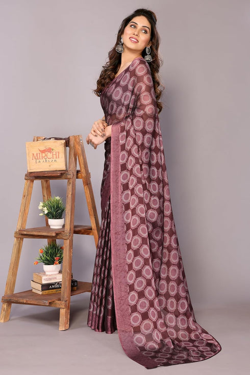 Vasthrlay Fashion Chiffon Printed Dusty Ethnic Wear