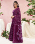 Vasthrlay Womens Printed Unstitched Wine Saree