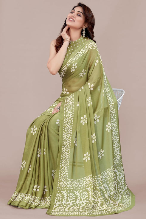 Vasthrlay Fashion Chiffon Printed Parrot Ethnic Wear