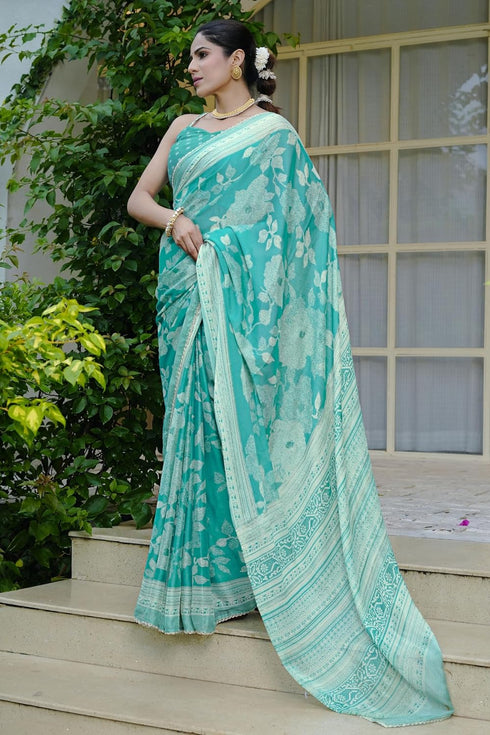 Vasthrlay Fashion Chiffon Georgette Green Ethnic Wear