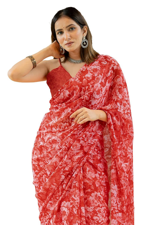 Vasthrlay Fashion Chiffon Georgette Coral Ethnic Wear