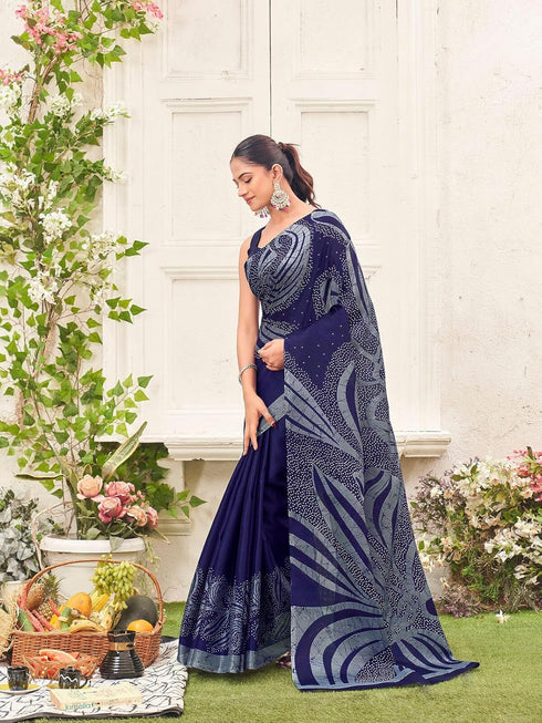 Vasthrlay Womens Abstract Unstitched Off White Saree