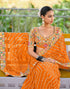 Vasthrlay Georgette Bandhani Unstitched Yellow Saree