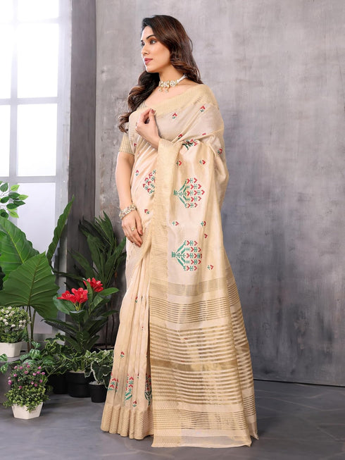 VasthrlayBoarder Embroidered Unstitched Gold Free Ethnic Wear