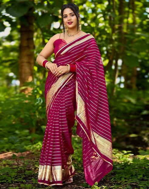 Vasthrlay Georgette Leheriya Unstitched Blue Saree
