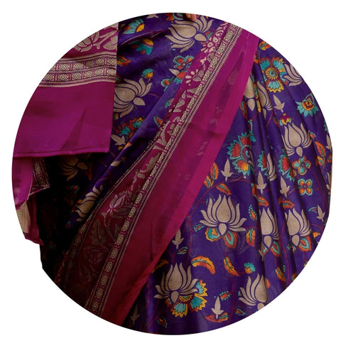 Vasthrlay Fashion Chiffon Printed Navy Ethnic Wear