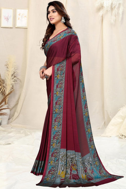 Vasthrlay Fashion Chiffon Georgette Teal Ethnic Wear