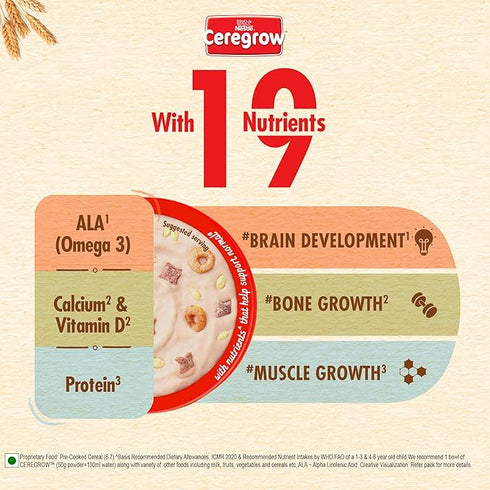 CEREGROW with NO Refined Sugar | Multigrain Cereal with Milk & Fruits