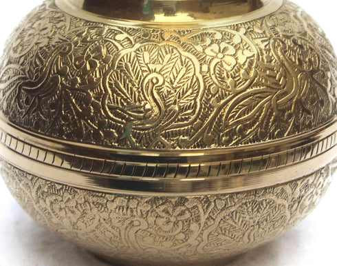 Brass Bidri Work Flower Vase (8-Inch, Polished)