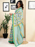 Vasthrlay Womens Printed Unstitched White Saree