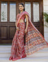 Vasthrlay Womens Printed Red | Pink Saree With Unstitched Blouse Piece