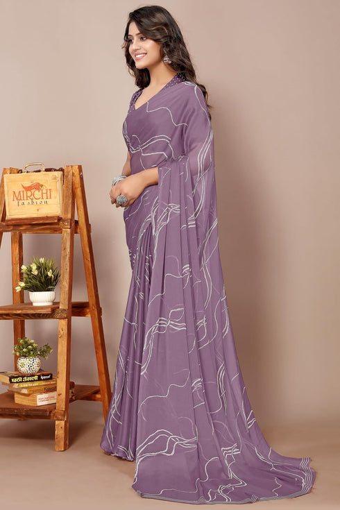 Vasthrlay Fashion Georgette Geometric Dusty Ethnic Wear