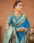 Vasthrlay Womens Paithani Unstitched Dark Green Saree