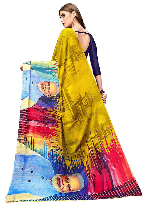 Vasthrlay Rangoli Modi Saree Mustard Blue