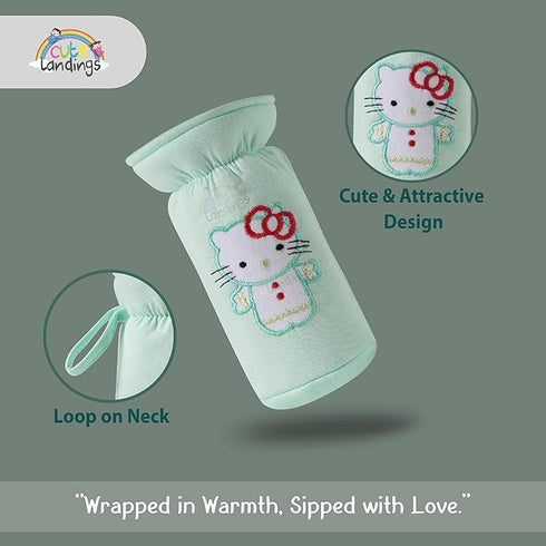 Cute landings Soft Cotton Baby Feeding Bottle Cover with Steel Feeding Bottle