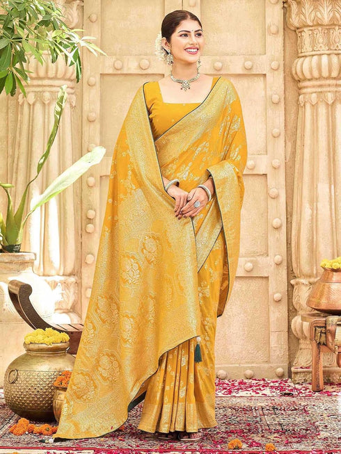 Vasthrlay Womens Banarasi Unstitched Mauve Saree