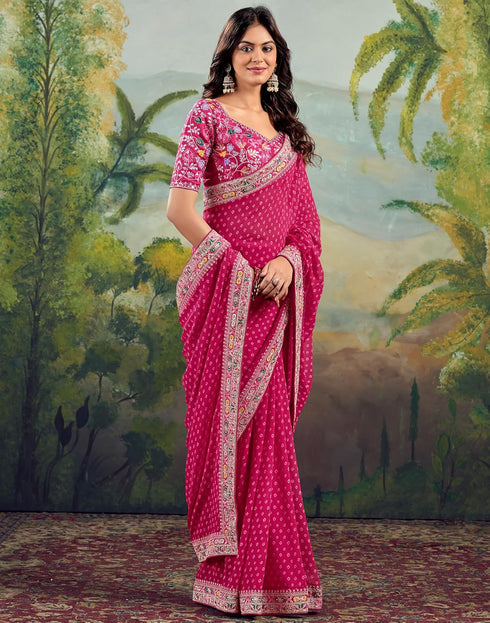 Vasthrlay Embroidery Traditional Unstitched Violet Saree
