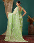 Vasthrlay Georgette Printed Light Green Saree With Unstitched Blouse Piece